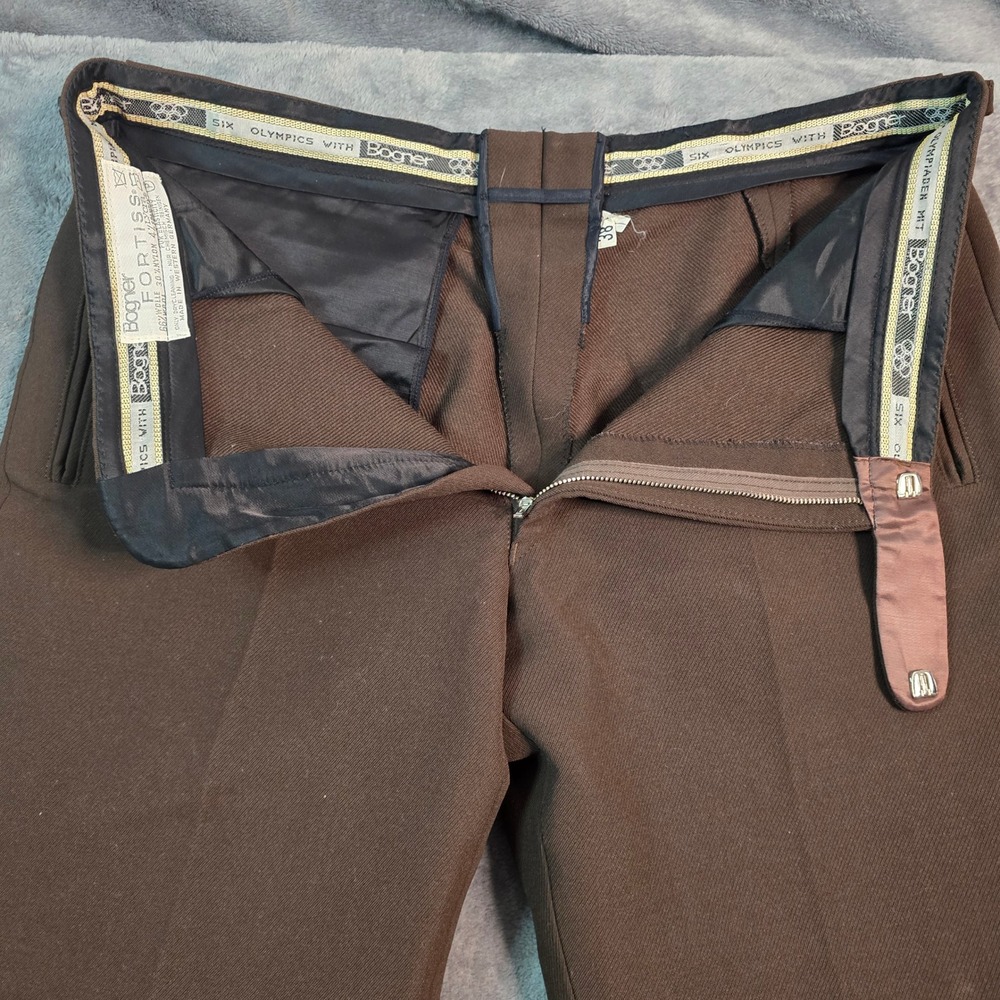 Bogner Fortiss Vintage Men Ski Pants 36 Brown Wool Blend Stirrup Western Germany - Picture 8 of 16